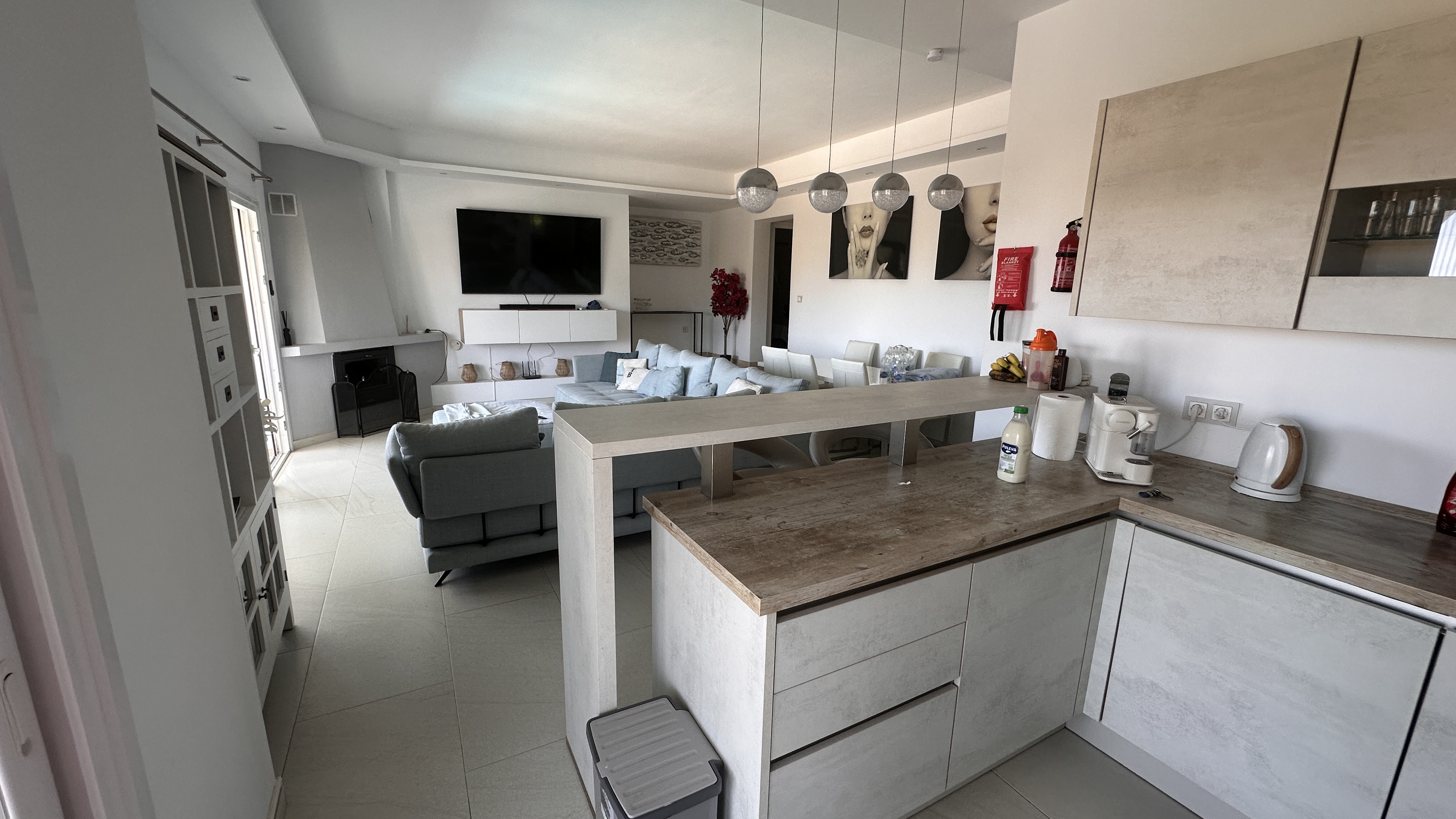 Living room with fireplace