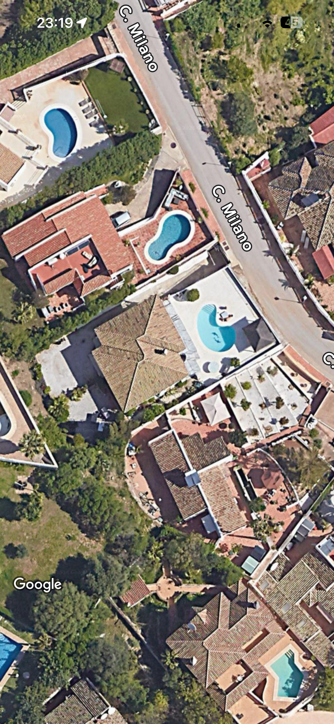 Aerial overview of villa location